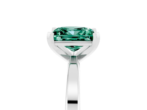 White gold Princess Cut Green Sapphire Solitaire Engagement Ring with Classic Band and Four-Prong Setting_29