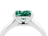 White gold Princess Cut Green Sapphire Solitaire Engagement Ring with Classic Band and Four-Prong Setting_40