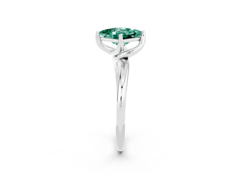 White gold Princess Cut Green Sapphire Solitaire Engagement Ring with Four-Prong Setting and Classic Band_14