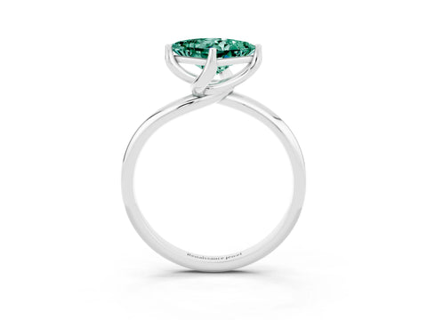 White gold Princess Cut Green Sapphire Solitaire Engagement Ring with Four-Prong Setting and Classic Band_15