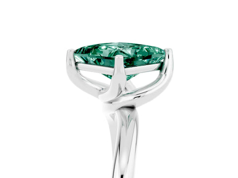 White gold Princess Cut Green Sapphire Solitaire Engagement Ring with Four-Prong Setting and Classic Band_17