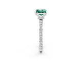 White gold Princess Cut Green Sapphire Solitaire Engagement Ring with Pavé Band and Four-Prong Setting_2