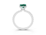 White gold Princess Cut Green Sapphire Solitaire Engagement Ring with Pavé Band and Four-Prong Setting_3