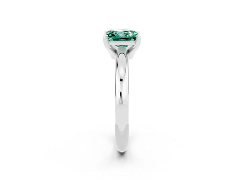 White gold Princess Cut Green Sapphire Solitaire Engagement Ring with Round Band and Four-Prong Setting_2
