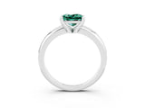 White gold Princess Cut Green Sapphire Solitaire Engagement Ring with Round Band and Four-Prong Setting_3