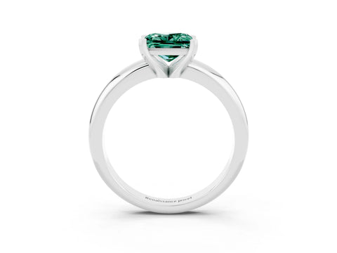 White gold Princess Cut Green Sapphire Solitaire Engagement Ring with Round Band and Four-Prong Setting_3