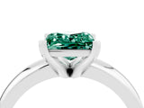 White gold Princess Cut Green Sapphire Solitaire Engagement Ring with Round Band and Four-Prong Setting_4