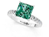 White gold Princess Cut Green Sapphire Solitaire Pavé Band with Four-Prong Setting_1