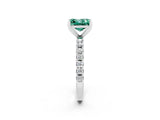 White gold Princess Cut Green Sapphire Solitaire Pavé Band with Four-Prong Setting_2