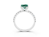 White gold Princess Cut Green Sapphire Solitaire Pavé Band with Four-Prong Setting_3