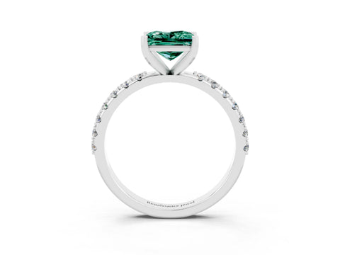White gold Princess Cut Green Sapphire Solitaire Pavé Band with Four-Prong Setting_3