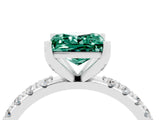 White gold Princess Cut Green Sapphire Solitaire Pavé Band with Four-Prong Setting_4