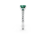 White gold Princess Cut Green Sapphire Solitaire Pavé Engagement Ring with Round Band and Prong Setting_14
