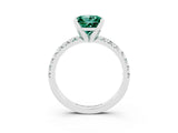 White gold Princess Cut Green Sapphire Solitaire Pavé Engagement Ring with Round Band and Prong Setting_15