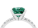 White gold Princess Cut Green Sapphire Solitaire Pavé Engagement Ring with Round Band and Prong Setting_16