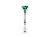 White gold Princess Cut Green Sapphire Solitaire Pavé Engagement Ring with Round Band and Prong Setting_74