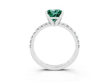 White gold Princess Cut Green Sapphire Solitaire Pavé Engagement Ring with Round Band and Prong Setting_75