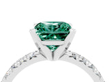 White gold Princess Cut Green Sapphire Solitaire Pavé Engagement Ring with Round Band and Prong Setting_76