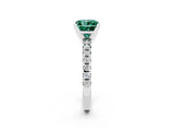 White gold Princess Cut Green Sapphire Solitaire Pavé Engagement Ring with Round Band and Prong Setting_86