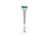 White gold Princess Cut Green Sapphire Solitaire Ring with Cathedral Setting and Pavé Band_2