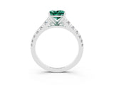 White gold Princess Cut Green Sapphire Solitaire Ring with Cathedral Setting and Pavé Band_3