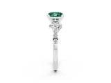 White gold Princess Cut Green Sapphire Solitaire Ring with Crossover Gallery and Round  Pavé Band_15