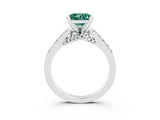 White gold Princess Cut Green Sapphire Solitaire Ring with Crossover Gallery and Round  Pavé Band_16