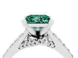 White gold Princess Cut Green Sapphire Solitaire Ring with Crossover Gallery and Round  Pavé Band_17