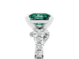 White gold Princess Cut Green Sapphire Solitaire Ring with Crossover Gallery and Round  Pavé Band_18
