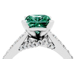 White gold Princess Cut Green Sapphire Solitaire Ring with Crossover Gallery and Round  Pavé Band_41