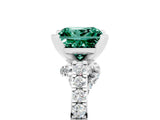 White gold Princess Cut Green Sapphire Solitaire Ring with Crossover Gallery and Round  Pavé Band_42