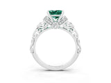 White gold Princess Cut Green Sapphire Solitaire Ring with Filigree Band and Four-Prong Setting_27