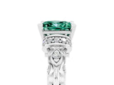 White gold Princess Cut Green Sapphire Solitaire Ring with Filigree Band and Four-Prong Setting_29