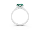 White gold Princess Cut Green Sapphire Solitaire Ring with Flower Prong Setting and Classic Band_100