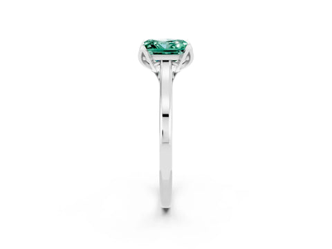White gold Princess Cut Green Sapphire Solitaire Ring with Flower Prong Setting and Classic Band_14