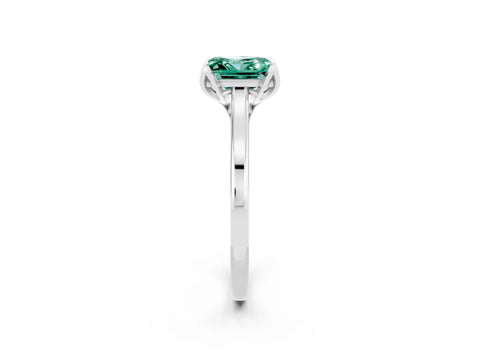 White gold Princess Cut Green Sapphire Solitaire Ring with Flower Prong Setting and Classic Band_38