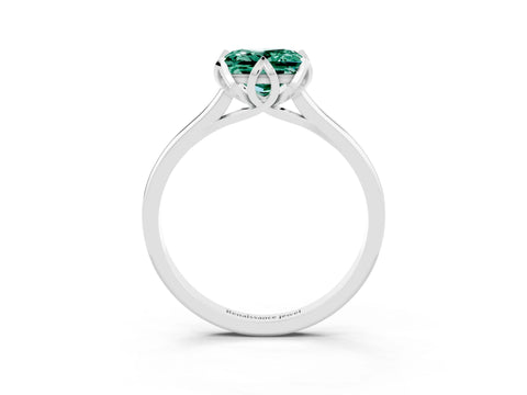 White gold Princess Cut Green Sapphire Solitaire Ring with Flower Prong Setting and Classic Band_39