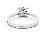 White gold Princess Cut Green Sapphire Solitaire Ring with Flower Prong Setting and Classic Band_52
