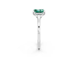 White gold Princess Cut Green Sapphire Solitaire Ring with Flower Prong Setting and Classic Band_54