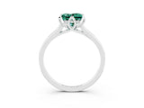White gold Princess Cut Green Sapphire Solitaire Ring with Flower Prong Setting and Classic Band_89