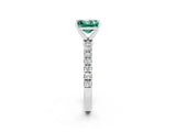 White gold Princess Cut Green Sapphire Solitaire Ring with Pavé Accents and Four-Prong Setting_2