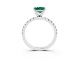 White gold Princess Cut Green Sapphire Solitaire Ring with Pavé Accents and Four-Prong Setting_3