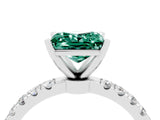 White gold Princess Cut Green Sapphire Solitaire Ring with Pavé Accents and Four-Prong Setting_4