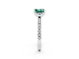 White gold Princess Cut Green Sapphire Solitaire Ring with Pavé Band and Four-Prong Setting_26