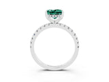 White gold Princess Cut Green Sapphire Solitaire Ring with Pavé Band and Four-Prong Setting_27