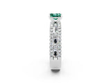 White gold Princess Cut Green Sapphire Solitaire Ring with Pavé and Channel Set Band_2