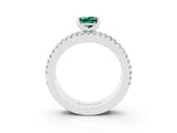 White gold Princess Cut Green Sapphire Solitaire Ring with Pavé and Channel Set Band_3