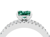 White gold Princess Cut Green Sapphire Solitaire Ring with Pavé and Channel Set Band_4