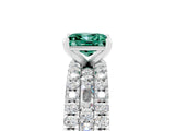 White gold Princess Cut Green Sapphire Solitaire Ring with Pavé and Channel Set Band_5