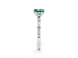 White gold Princess Cut Green Sapphire Solitaire Ring with Pave Band and Four Prong Setting_26
